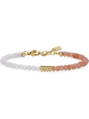 Elegant 4mm Crystal Beaded Bracelet for Women - Moonstone, Tourmaline & Amethyst